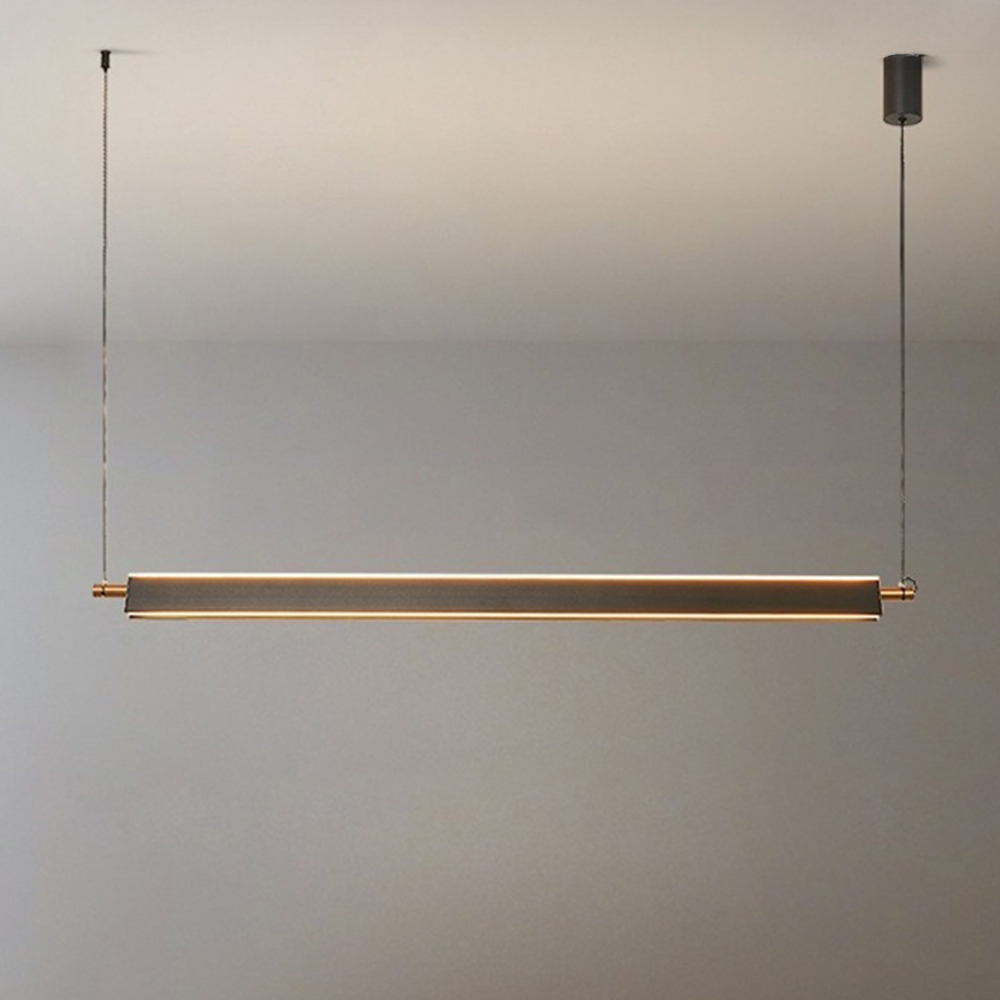 Minimalist Modern LED Black Up-and-Down Lighting Linear Pendant 
