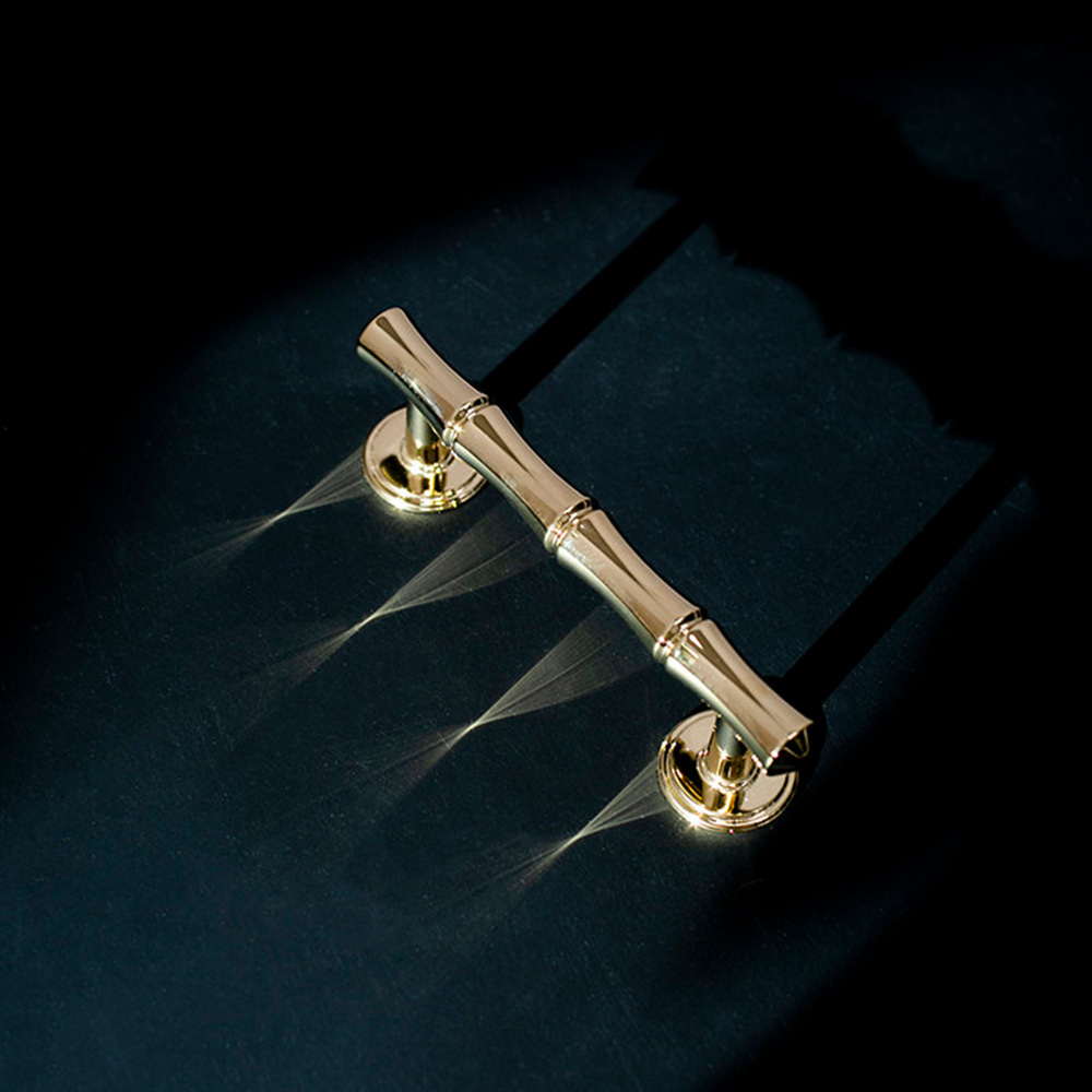 Light French Bamboo Polished Brass Drawer Pulls