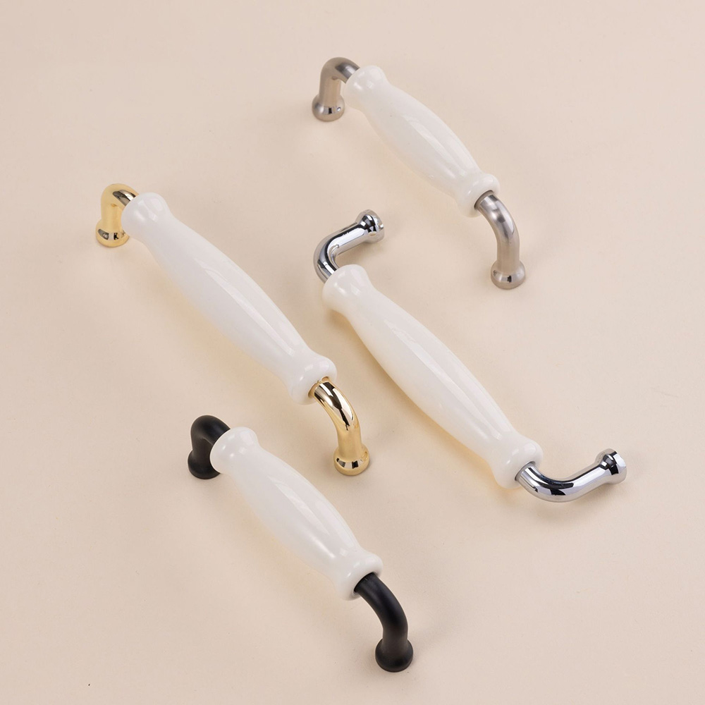 European Ceramic Zinc Alloy Bathroom Drawer Pulls
