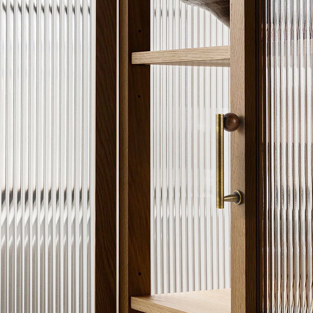 Warm Minimalist Brushed Brass Wood Cabinet Pulls
