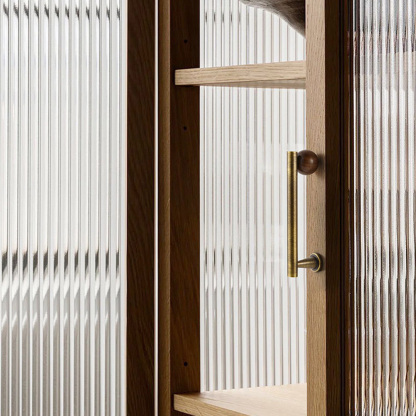 Warm Minimalist Brushed Brass Wood Cabinet Pulls