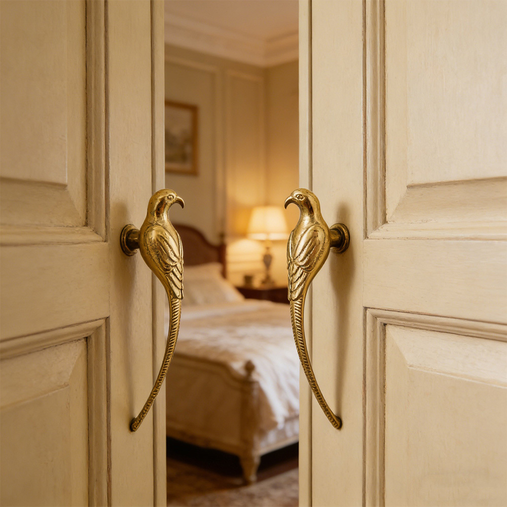 French Luxury Brushed Brass Bird Shape Cabinet Pulls