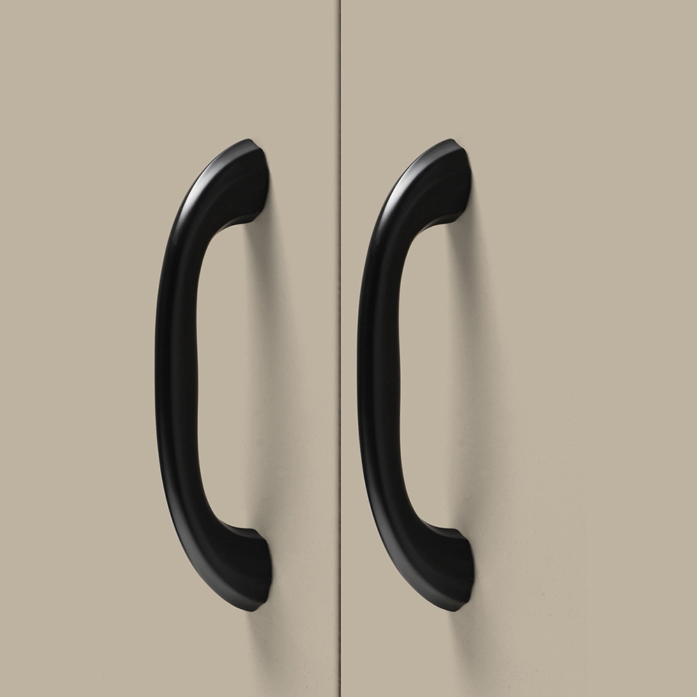 Modern Curved Black and Brass Arc Cabinet Pulls