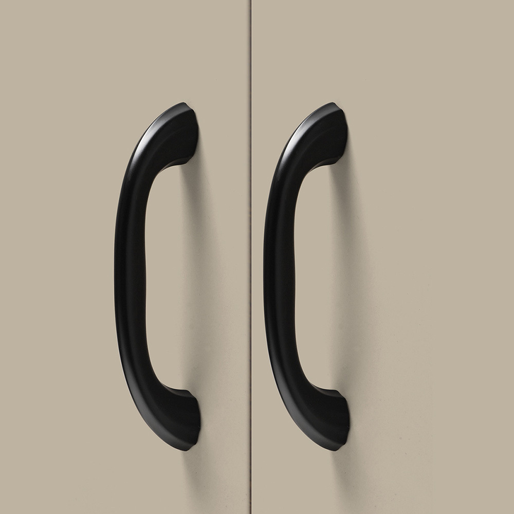 Modern Curved Black and Brass Arc Cabinet Pulls