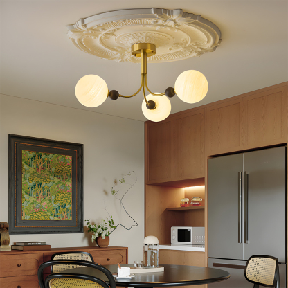 Contemporary Elegant Glass Walnut Branch Multi-Light Chandelier