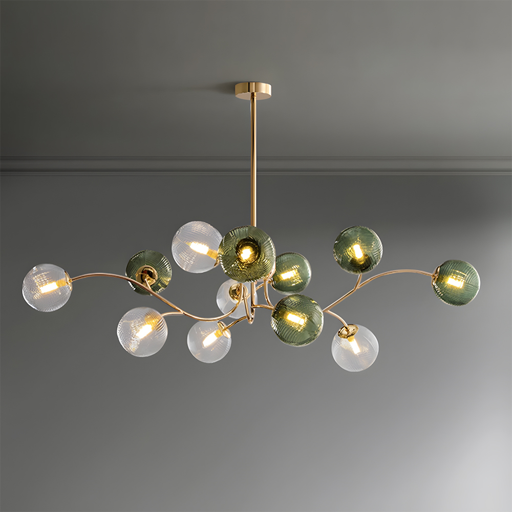 Art Deco Style Vintage Green Glass Chandelier