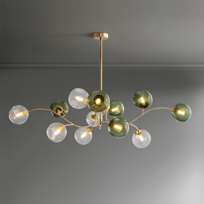 Art Deco Style Vintage Green Glass Chandelier