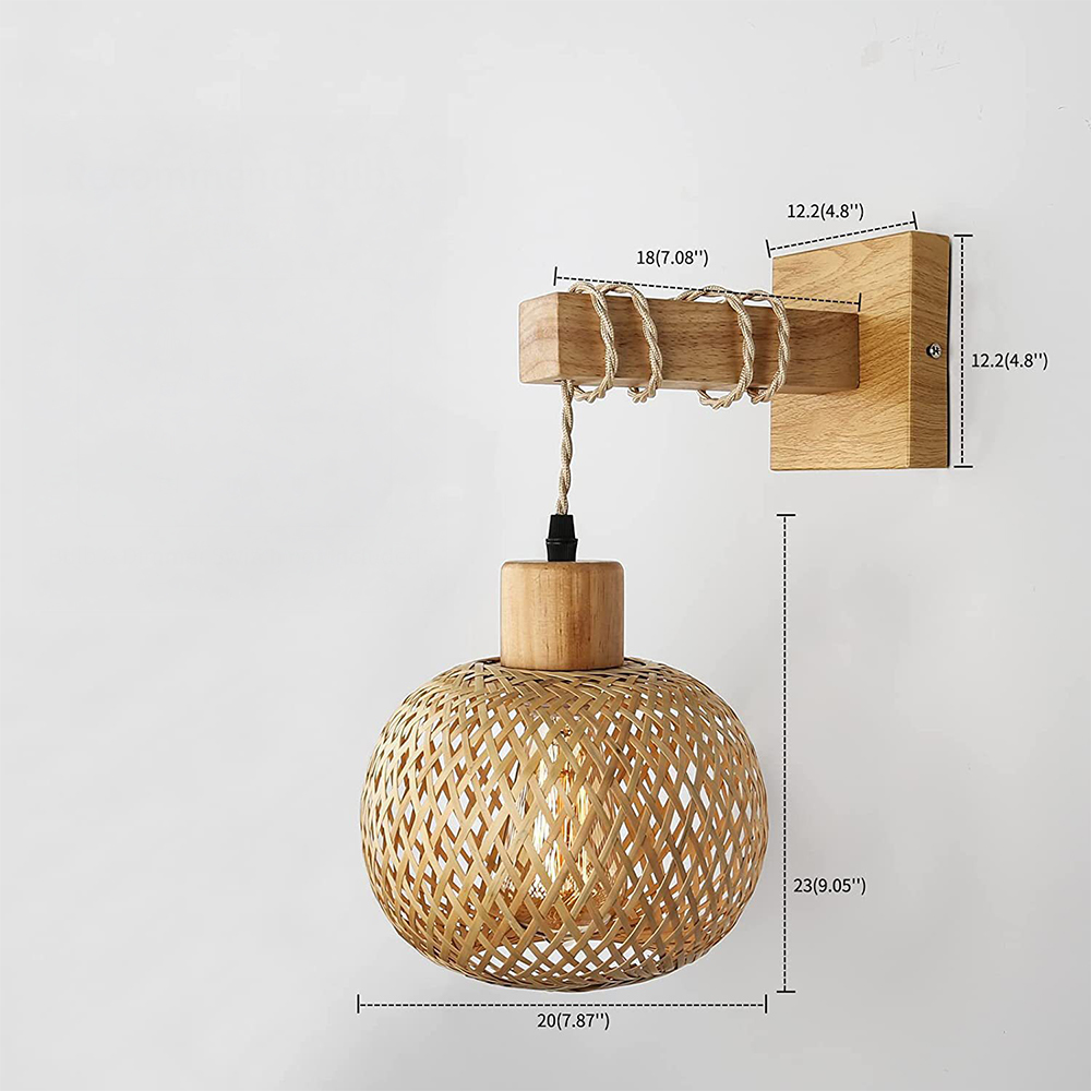 Rustic Farmhouse Bamboo Woven Wall Lamp