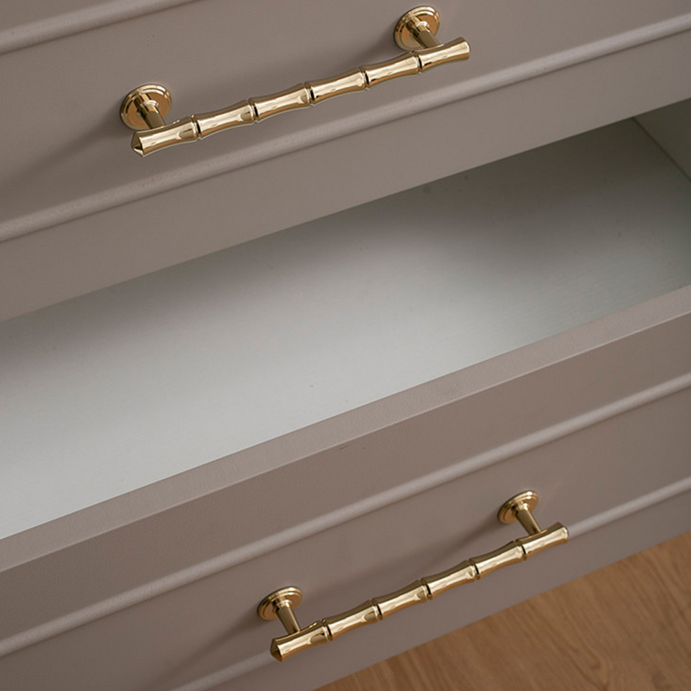 Light French Bamboo Polished Brass Drawer Pulls