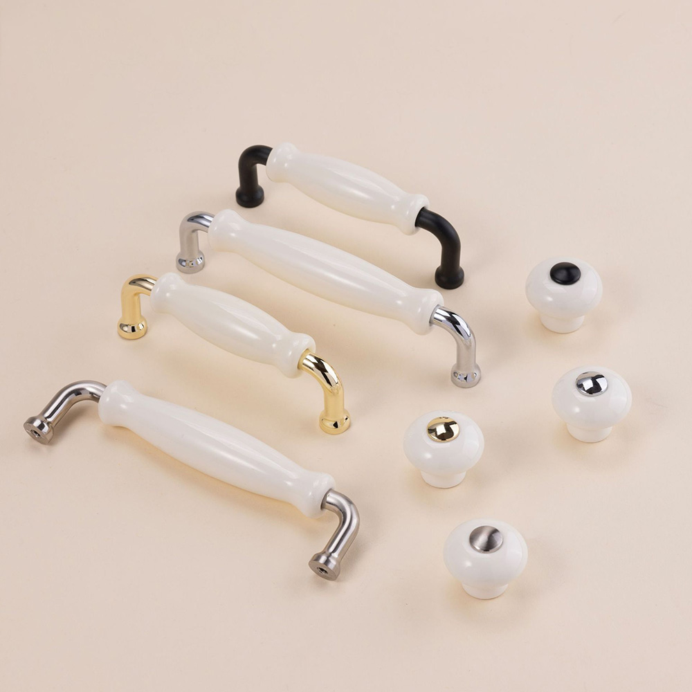 European Ceramic Zinc Alloy Bathroom Drawer Pulls