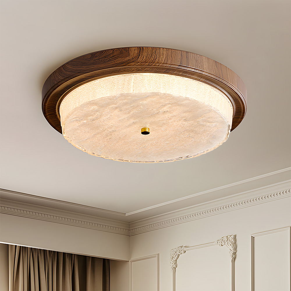 Vintage Round Wood Grain Led Living Room Ceiling Light