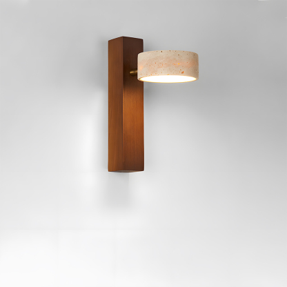 Decorative Elegant Wood and Stone Wall Light with Pull Chain