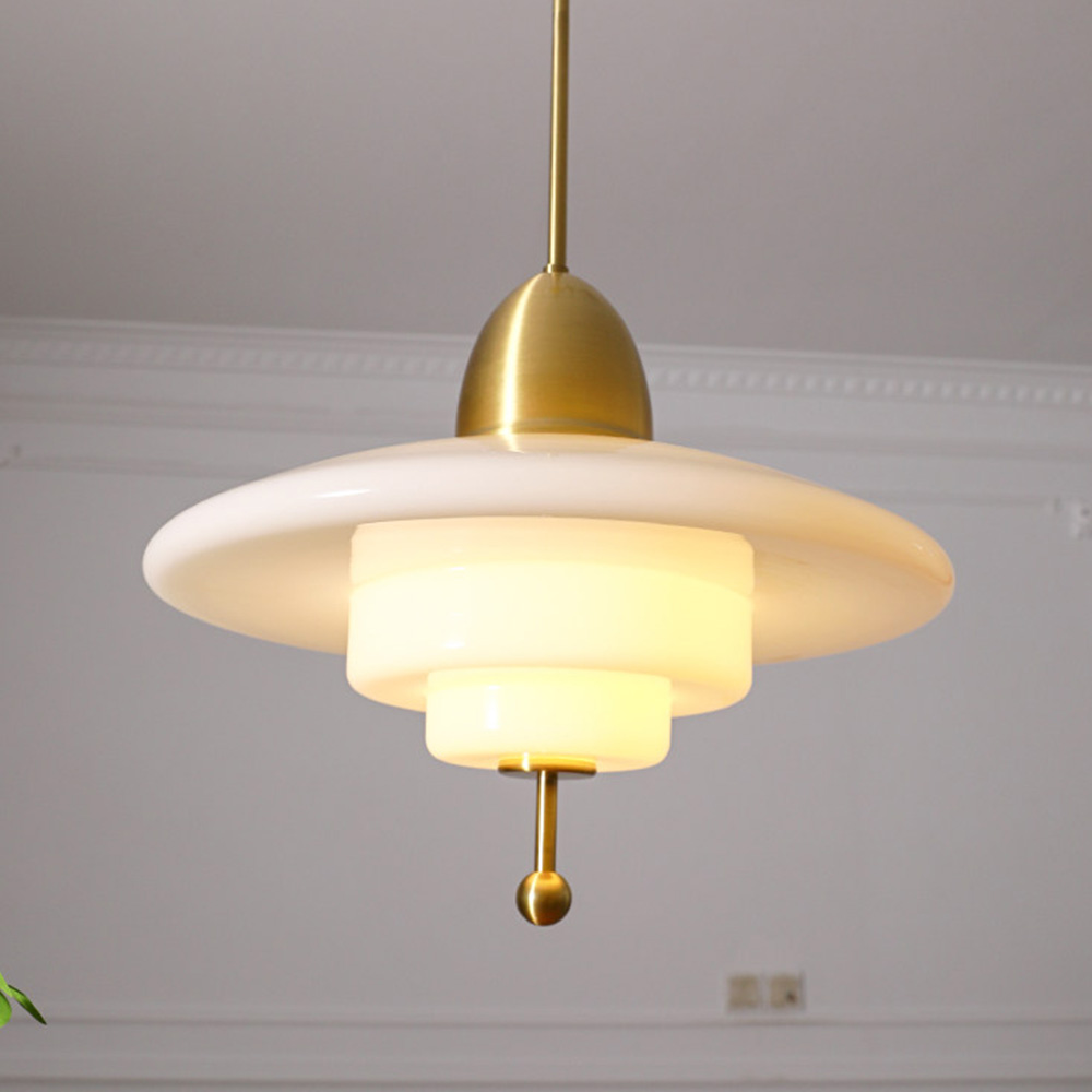 Retro Bauhaus White Pendant Light - Mid-Century Hanging Island