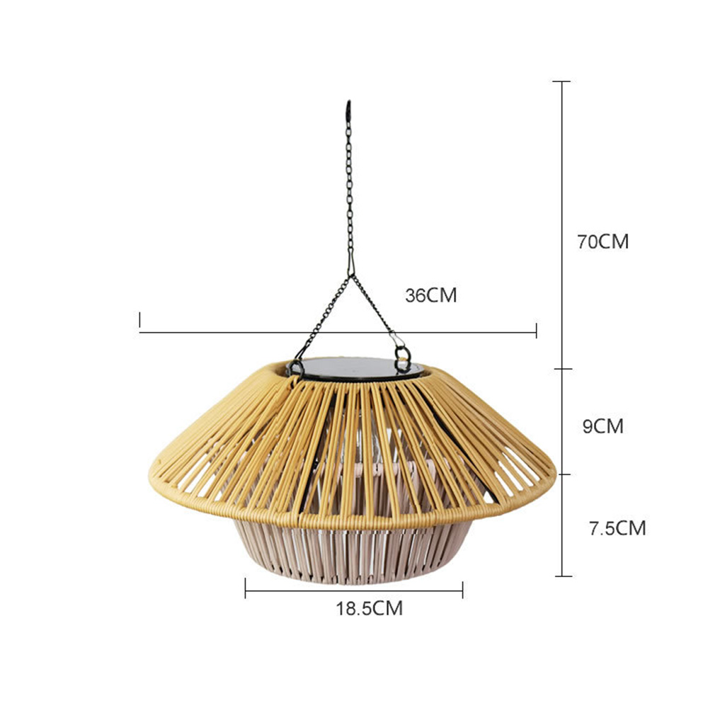Rustic Solar Powered Rattan Hanging Light