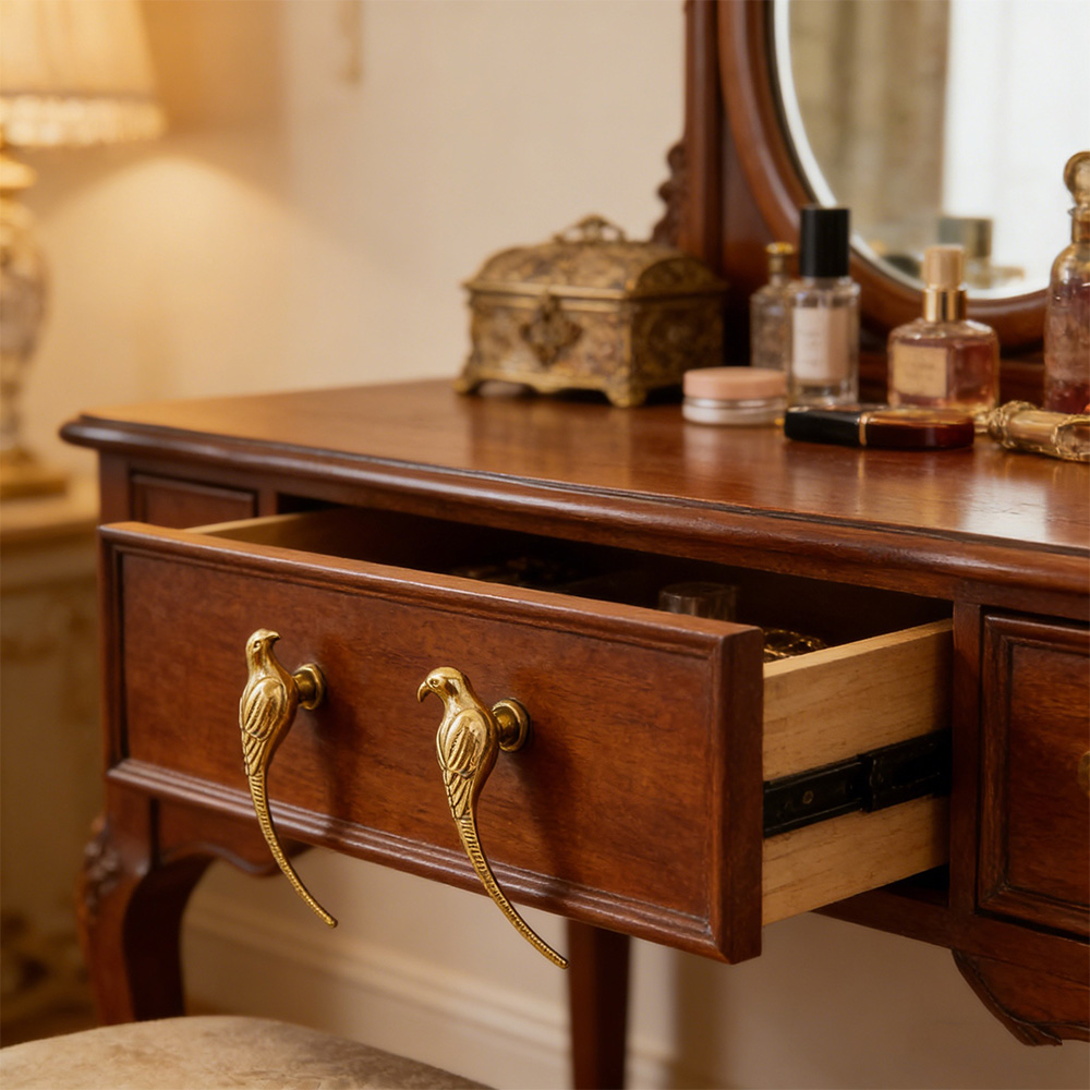 French Luxury Brushed Brass Bird Shape Cabinet Pulls