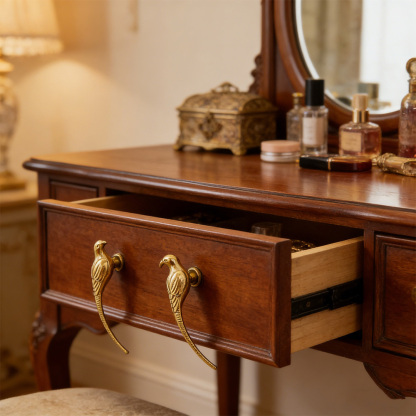 French Luxury Brushed Brass Bird Shape Cabinet Pulls