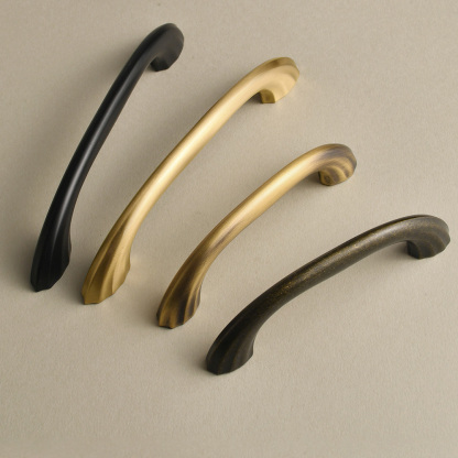Modern Curved Black and Brass Arc Cabinet Pulls