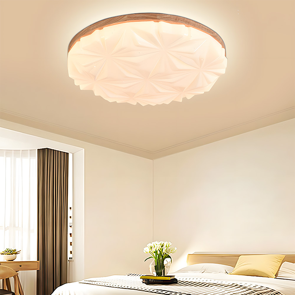 Creamy White Wood Led Living Room Ceiling Light-5