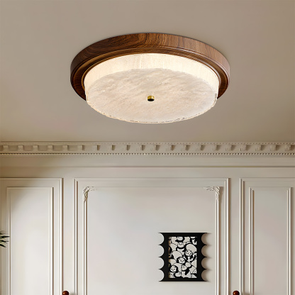 Vintage Round Wood Grain Led Living Room Ceiling Light
