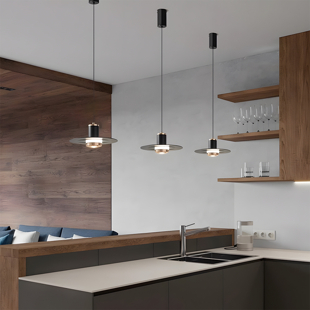 Sleek Acrylic Metal LED Hanging Light For Kitchen Ceiling Fixture
