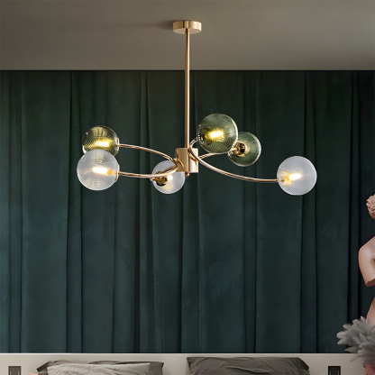 Art Deco Style Vintage Green Glass Chandelier