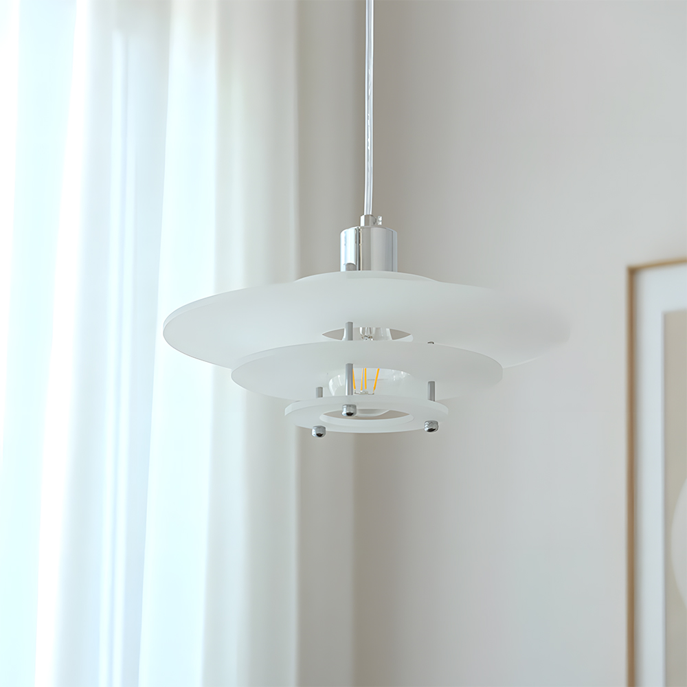 Modern UFO Pendant Light Iron Acrylic Multi-Layer Lamp