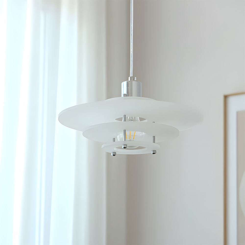 Modern UFO Pendant Light Iron Acrylic Multi-Layer Lamp