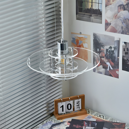 Modern UFO Pendant Light Iron Acrylic Multi-Layer Lamp