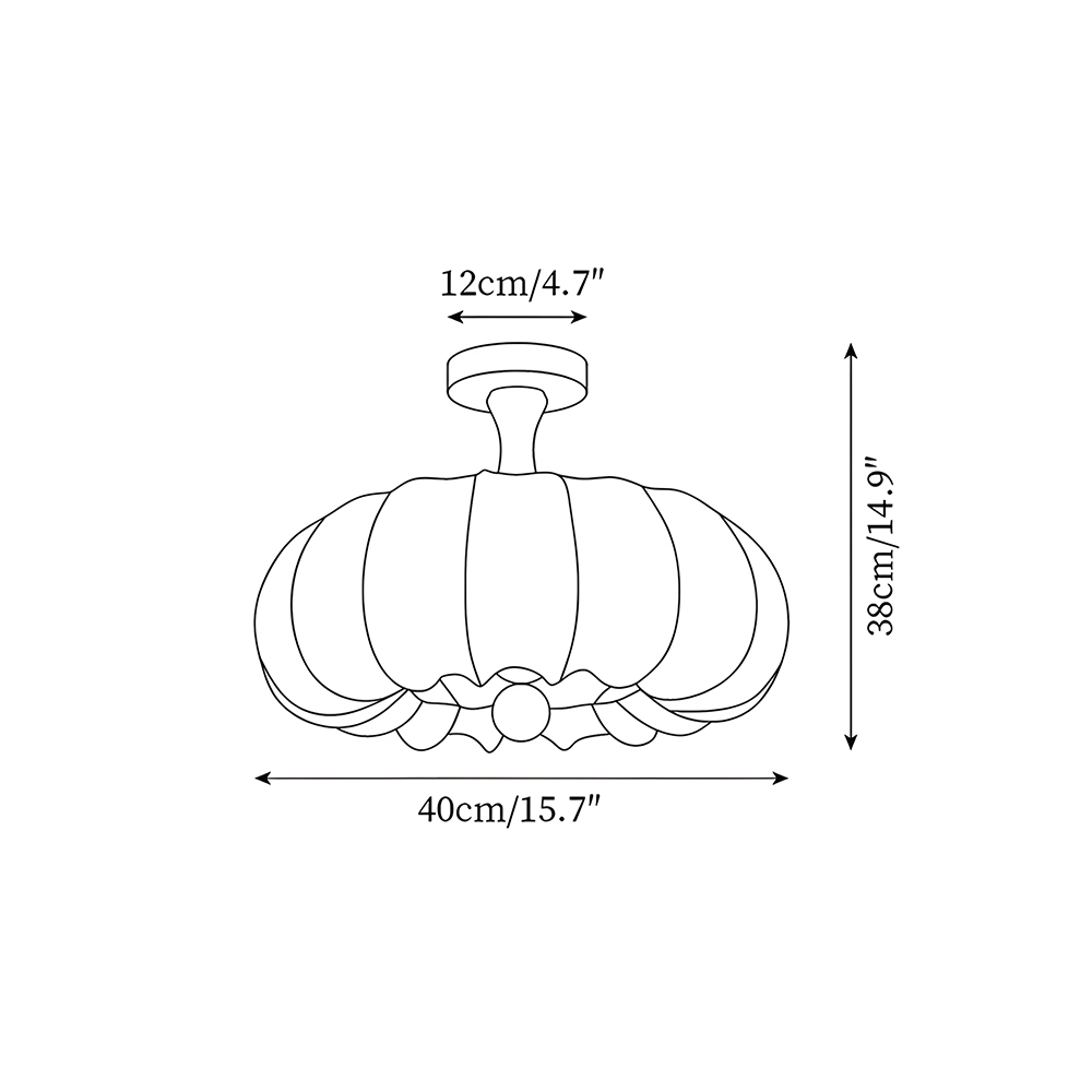Contemporary Scandinavian Style White Fabric Flush Ceiling Light