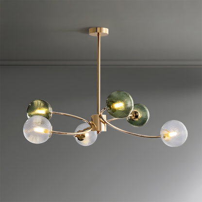 Art Deco Style Vintage Green Glass Chandelier