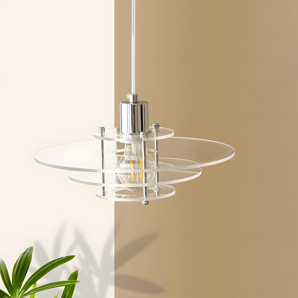 Modern UFO Pendant Light Iron Acrylic Multi-Layer Lamp