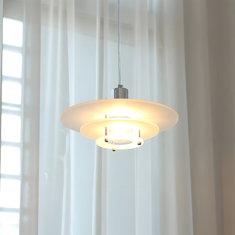 Modern UFO Pendant Light Iron Acrylic Multi-Layer Lamp