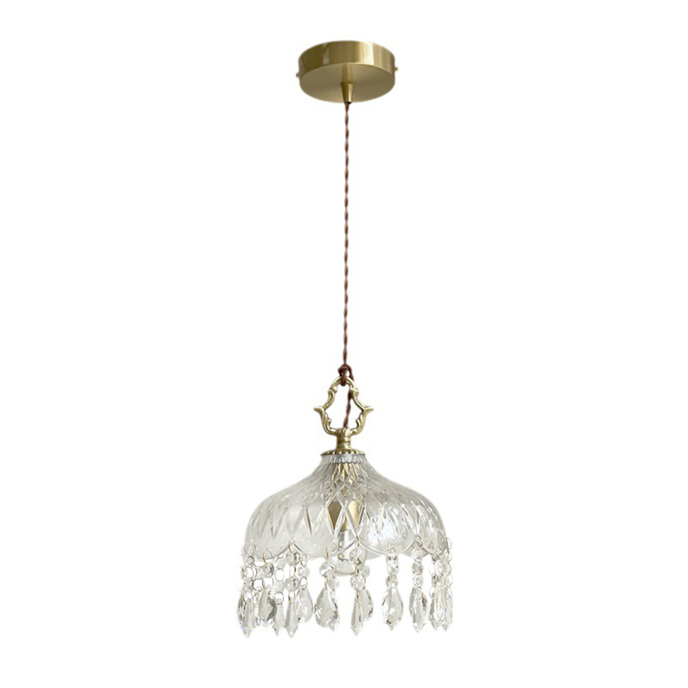French Vintage Crystal Glass Pendant Light