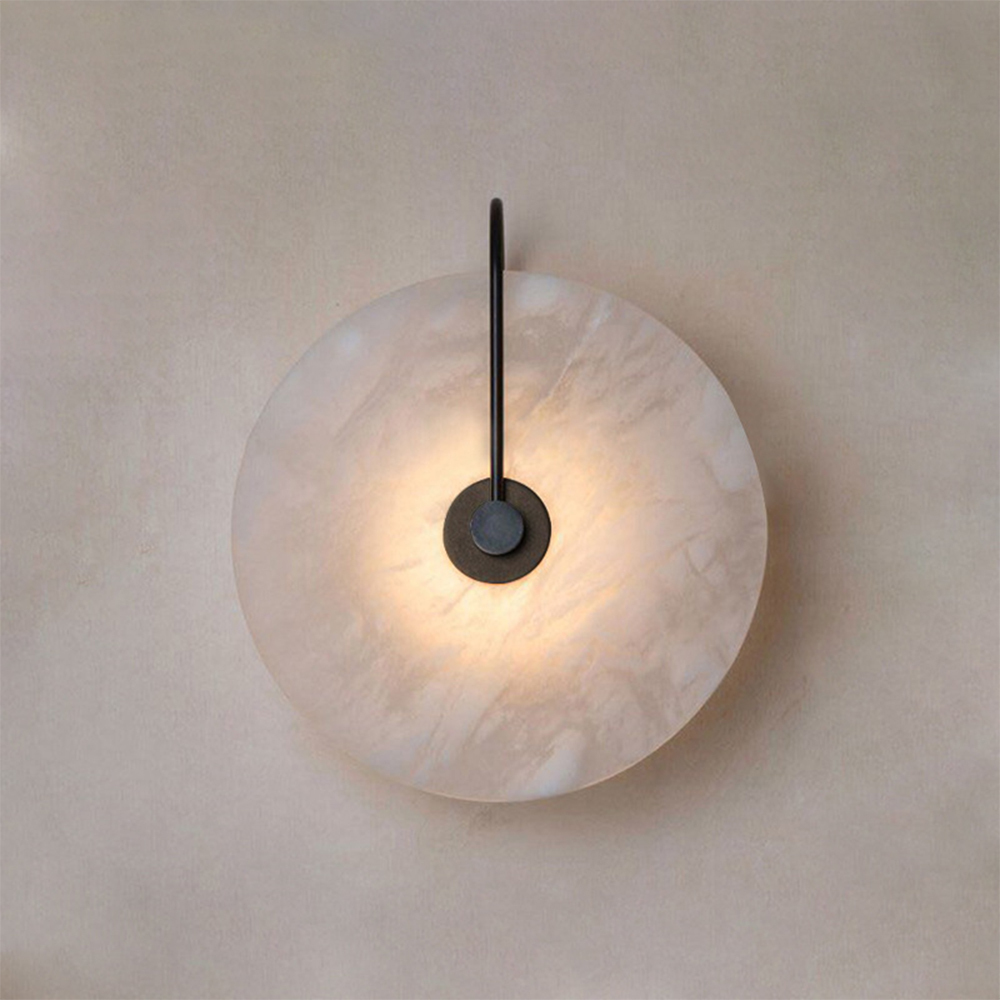 Simple Marble Round LED Bedroom Wall Light
