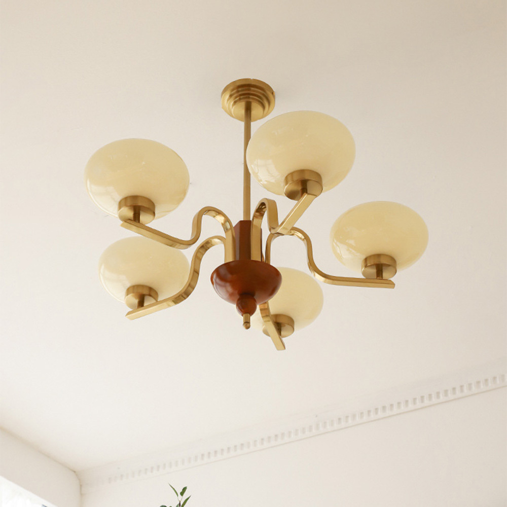 [Copy]Medieval Ball Glass Iron Brown Living Room Chandelier