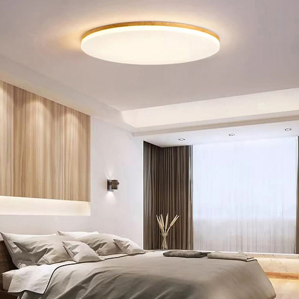 Scandinavian Wooden LED Square Flush Mount Ceiling Light 