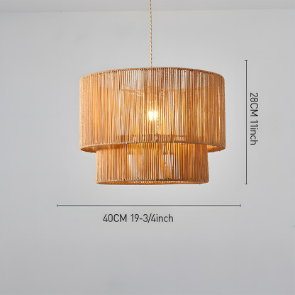 Rustic Industrial Pendant Light with Hemp Rope Iron Frame