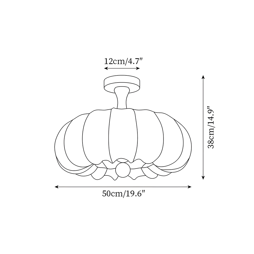 Contemporary Scandinavian Style White Fabric Flush Ceiling Light
