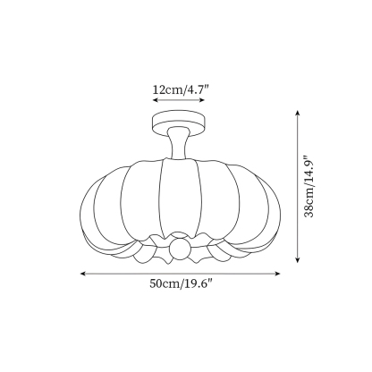 Contemporary Scandinavian Style White Fabric Flush Ceiling Light