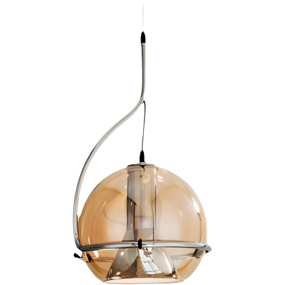 Amber Glass Iron Spherical Shape Chandelier Pendant Ligh
