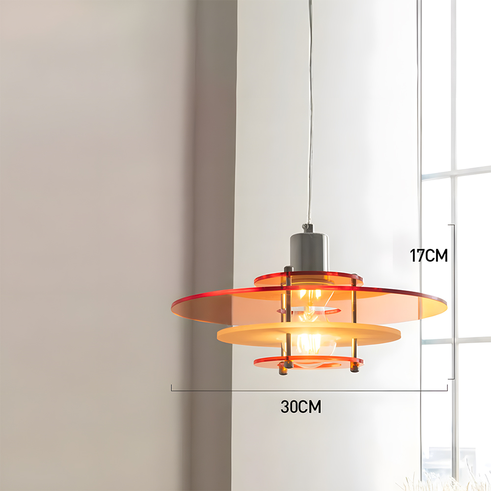 Modern UFO Pendant Light Iron Acrylic Multi-Layer Lamp