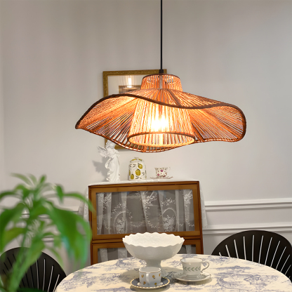 Modern Wooden Paper Woven Pendant Light for Kitchen