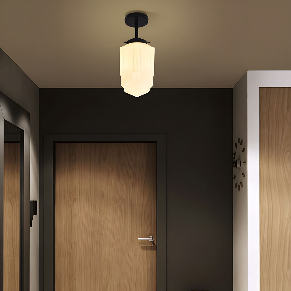 Vintage Glass White Flush Mount Ceiling Light For Bedroom