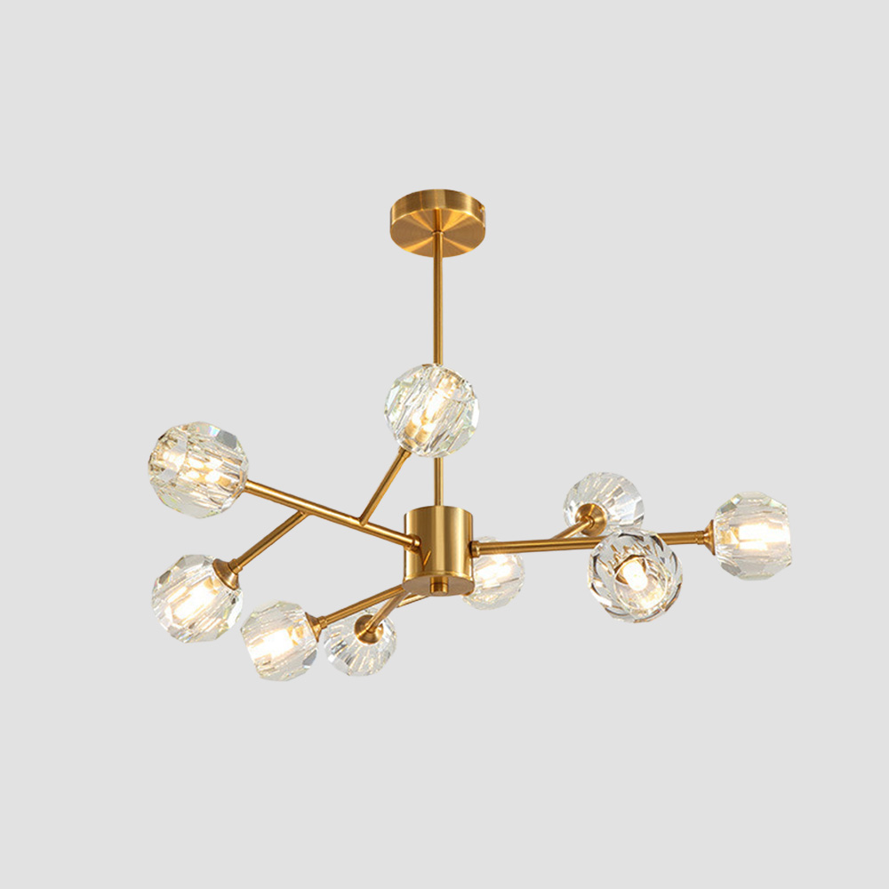 Modern Luxury Crystal Brass Molecule Chandelier Ceiling Light for Living Room