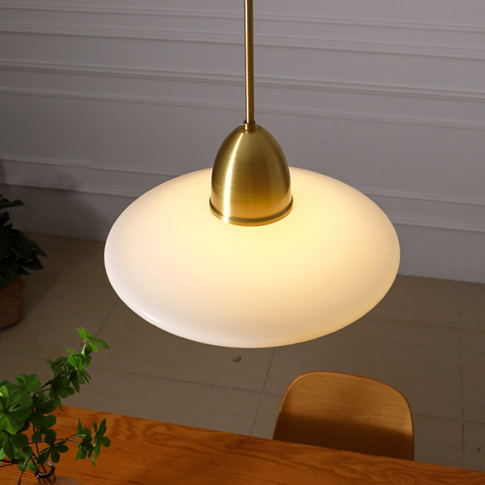 Retro Bauhaus White Pendant Light - Mid-Century Hanging Island