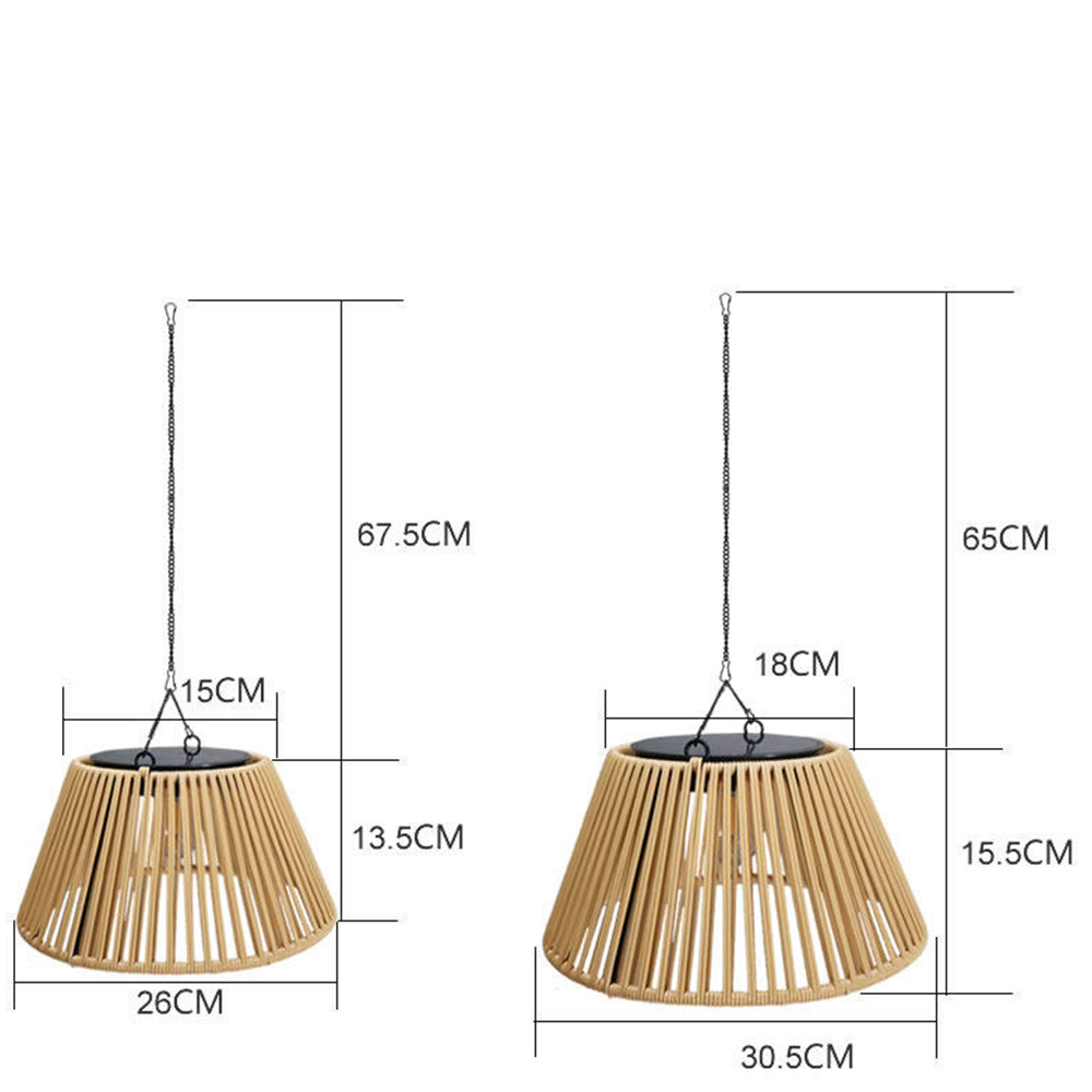 Rattan Waterproof Dual-Charged Solar Pendant Light