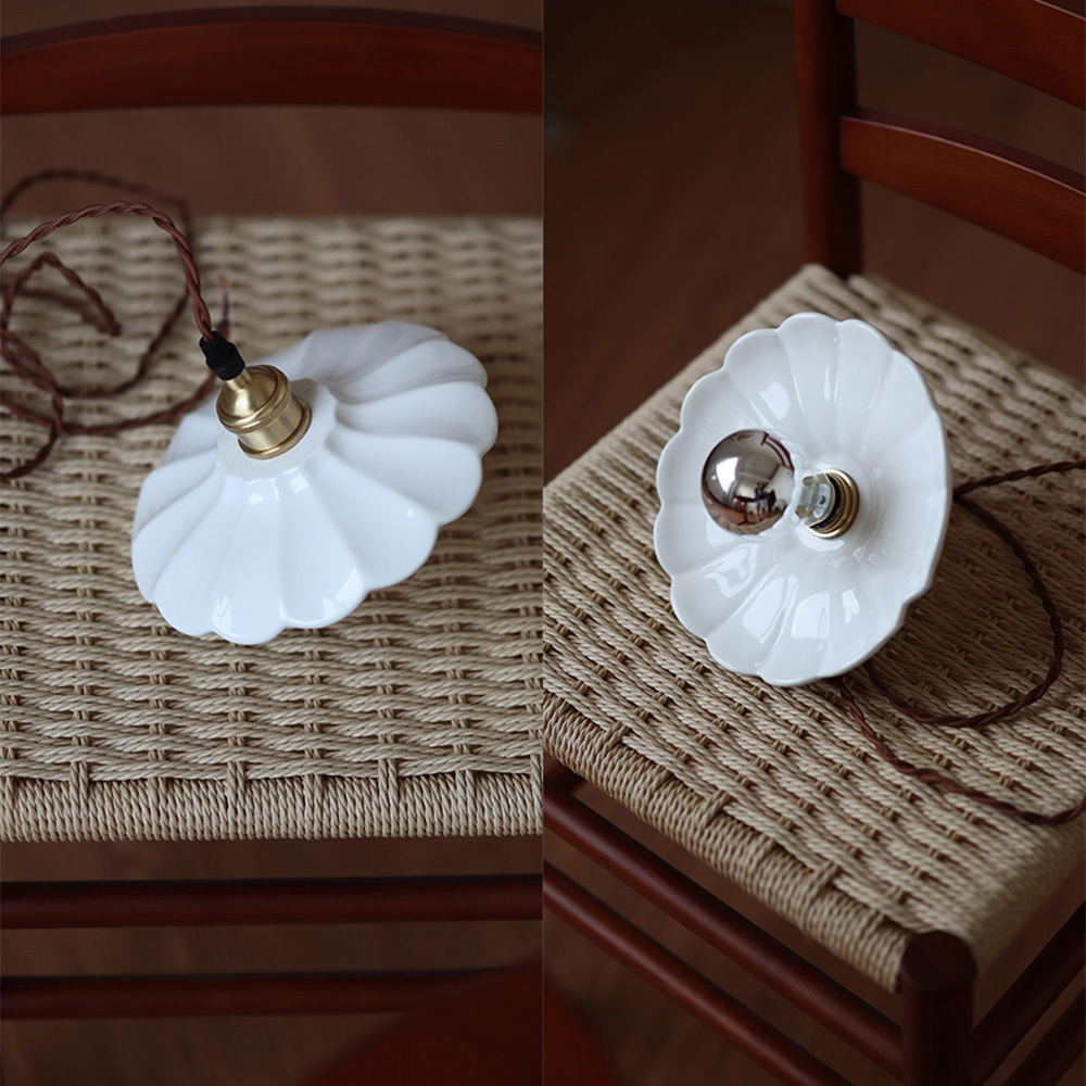 Rustic White Ceramics Pendant Light For Living Room