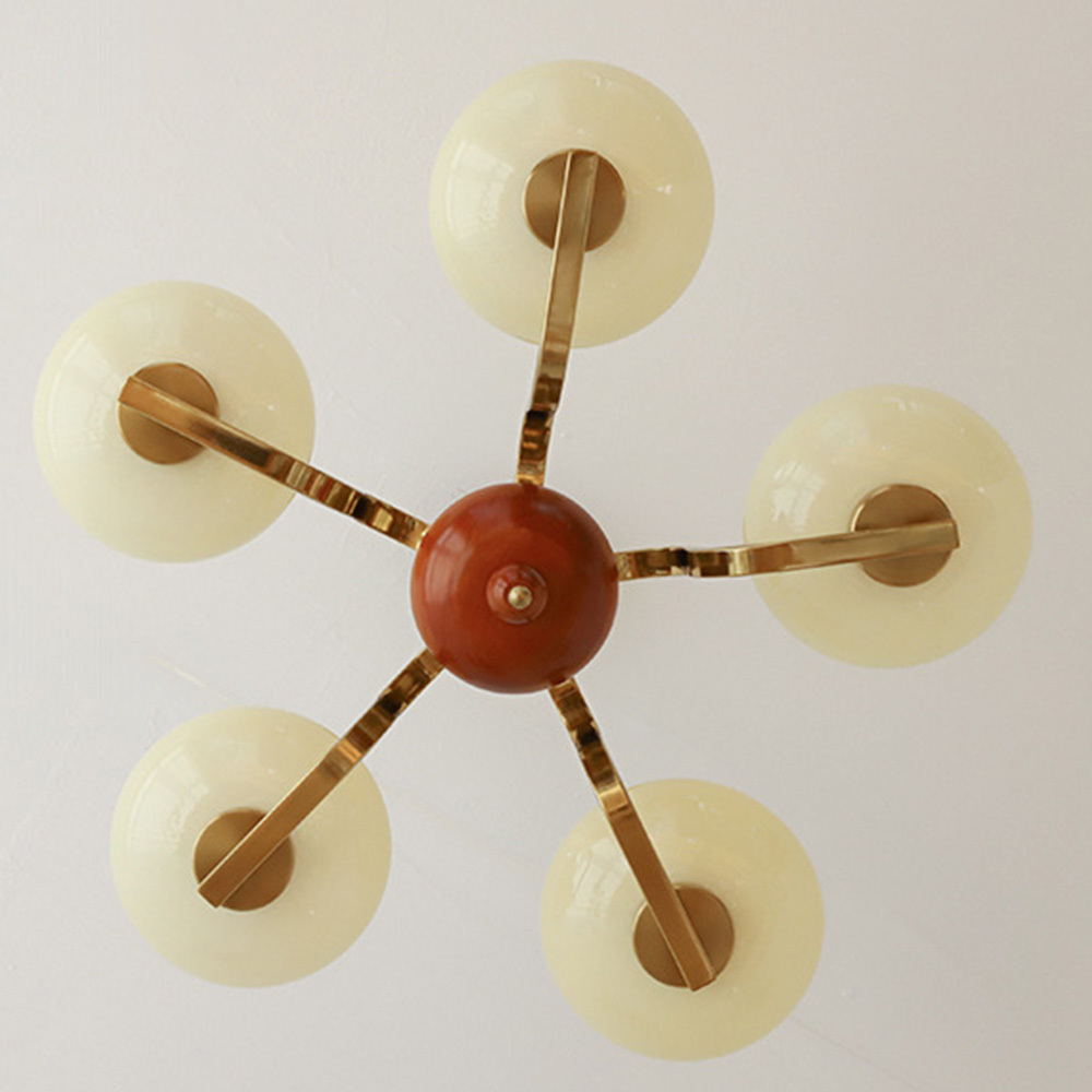 [Copy]Medieval Ball Glass Iron Brown Living Room Chandelier