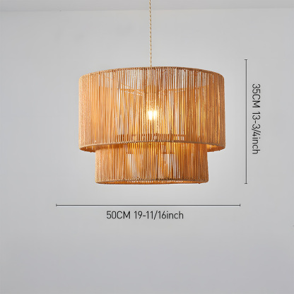 Rustic Industrial Pendant Light with Hemp Rope Iron Frame