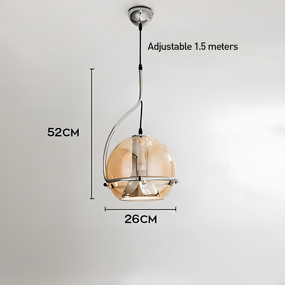 Amber Glass Iron Spherical Shape Chandelier Pendant Ligh